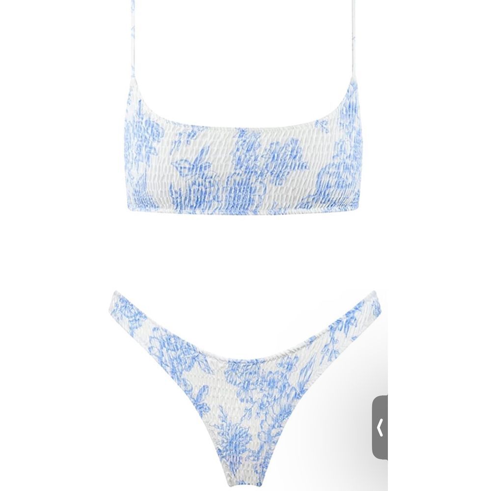VOLAFA‎ Bikini Set Smocked Textured Scoop Frilled Print size S A-307